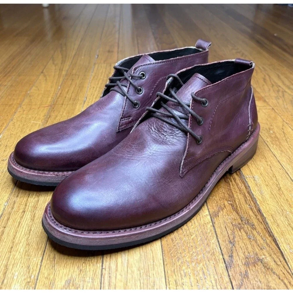 Freebird McCoy Burgundy Wine Leather Western Ankle Boots Men's Size 11 EUC Box